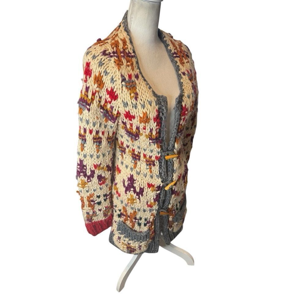 RARE Anthropologie Sleeping on Snow Neo Fair-isle Button Cardigan Sweater Small - Picture 2 of 5